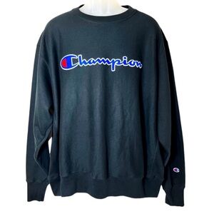 NWT Champion Reverse Weave Black Crewneck Pullover Sweatshirt Mens XL‎
